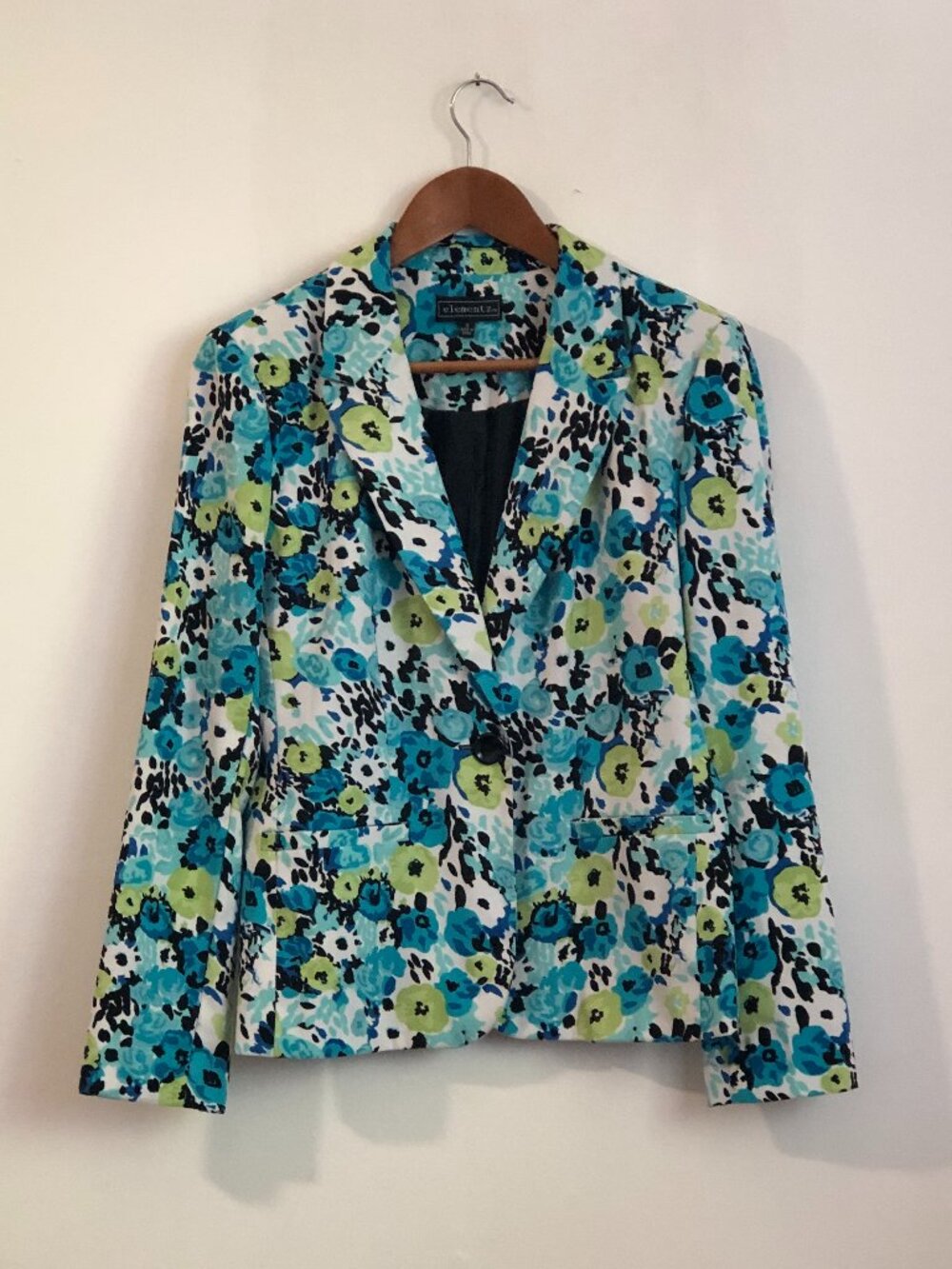 Elementz Floral One Button Structured Classic Blazer Small